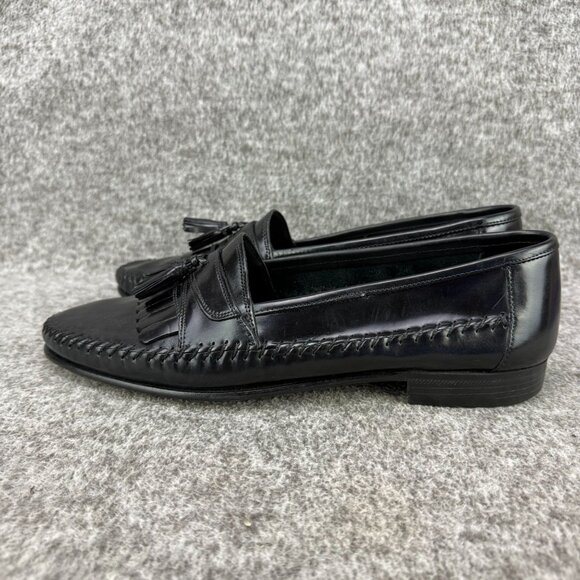 ✅ Mens 10.5 Giorgio Brutini Le Glove Loafers Black Leather Tassel Fringe Slip-On main image 5